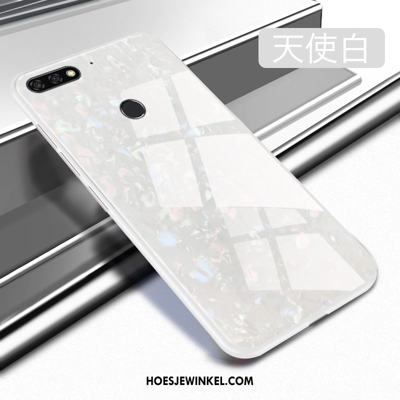 Huawei Y7 2018 Hoesje Zwart Glas Hoes, Huawei Y7 2018 Hoesje Mobiele Telefoon