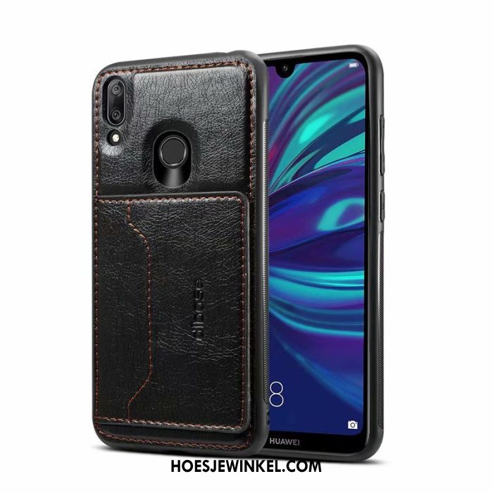 Huawei Y7 2019 Hoesje Hoes Mobiele Telefoon Bescherming, Huawei Y7 2019 Hoesje Folio Braun