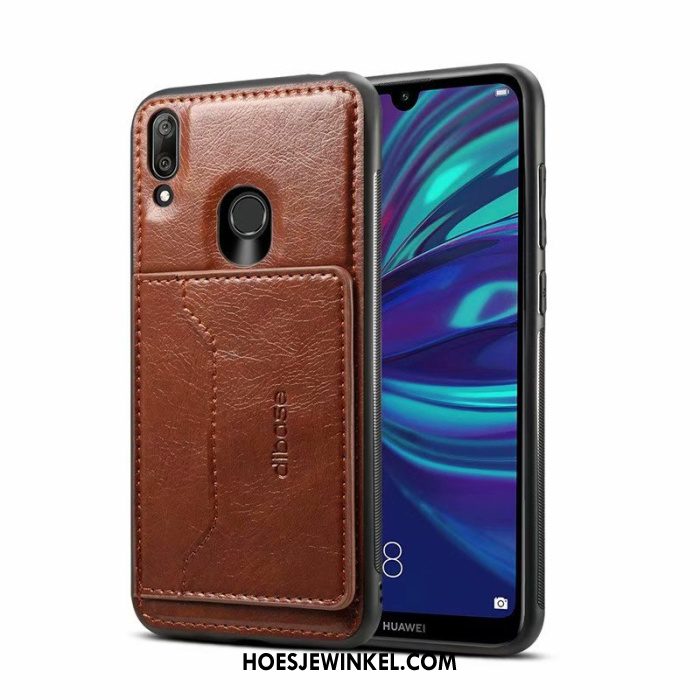 Huawei Y7 2019 Hoesje Hoes Mobiele Telefoon Bescherming, Huawei Y7 2019 Hoesje Folio Braun