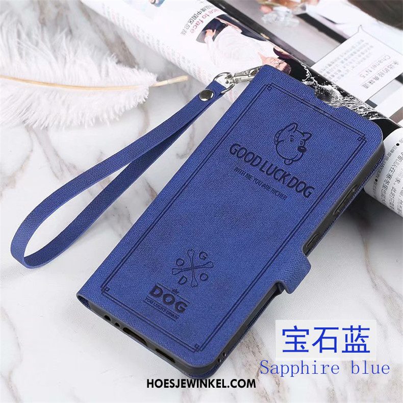 Huawei Y7 2019 Hoesje Mobiele Telefoon Blauw Folio, Huawei Y7 2019 Hoesje Anti-fall Leren Etui