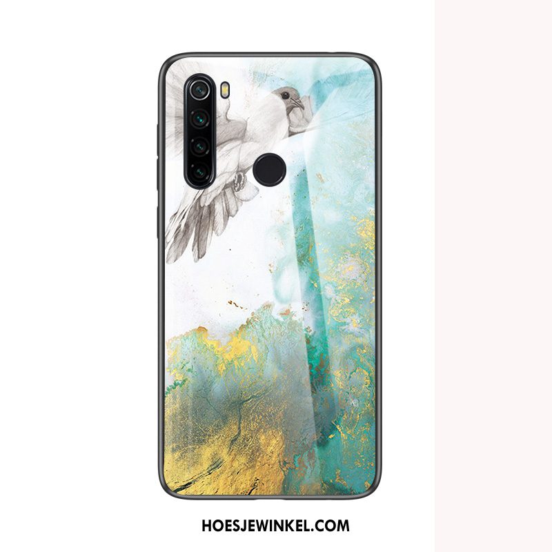 Iaomi Redmi Note 8t Hoesje Glas Wit Bescherming, Iaomi Redmi Note 8t Hoesje Tempereren Rood Beige