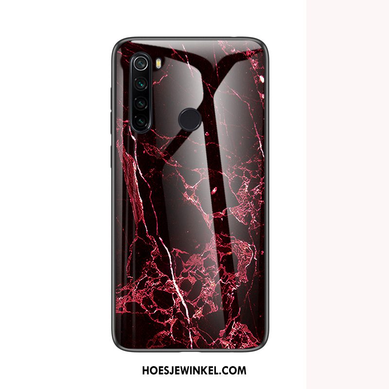 Iaomi Redmi Note 8t Hoesje Glas Wit Bescherming, Iaomi Redmi Note 8t Hoesje Tempereren Rood Beige