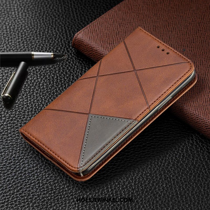 Iaomi Redmi Note 8t Hoesje Hanger Folio Leren Etui, Iaomi Redmi Note 8t Hoesje Mobiele Telefoon Bescherming Beige