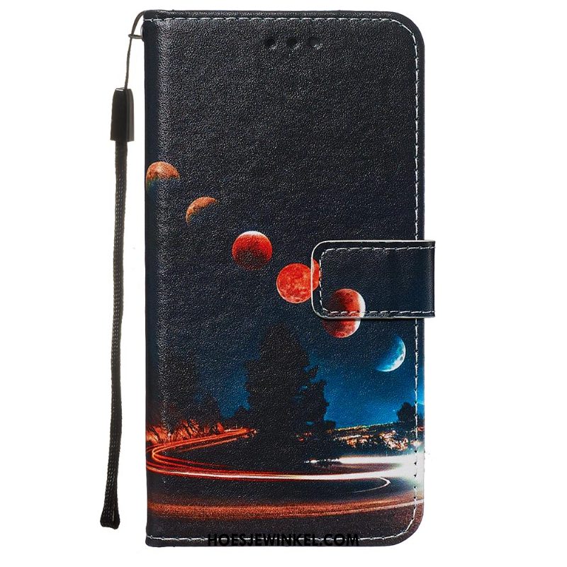 Iaomi Redmi Note 8t Hoesje Kaart Folio Patroon, Iaomi Redmi Note 8t Hoesje Leren Etui Rood Beige