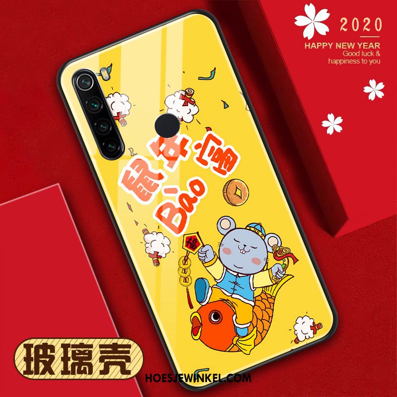 Iaomi Redmi Note 8t Hoesje Patroon Glas Rood, Iaomi Redmi Note 8t Hoesje Mini Rat Beige