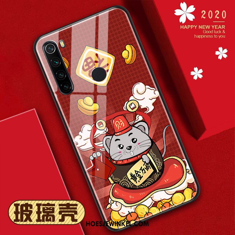 Iaomi Redmi Note 8t Hoesje Patroon Glas Rood, Iaomi Redmi Note 8t Hoesje Mini Rat Beige