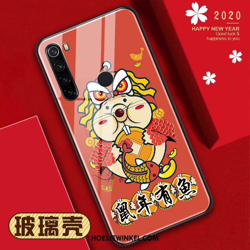 Iaomi Redmi Note 8t Hoesje Patroon Glas Rood, Iaomi Redmi Note 8t Hoesje Mini Rat Beige