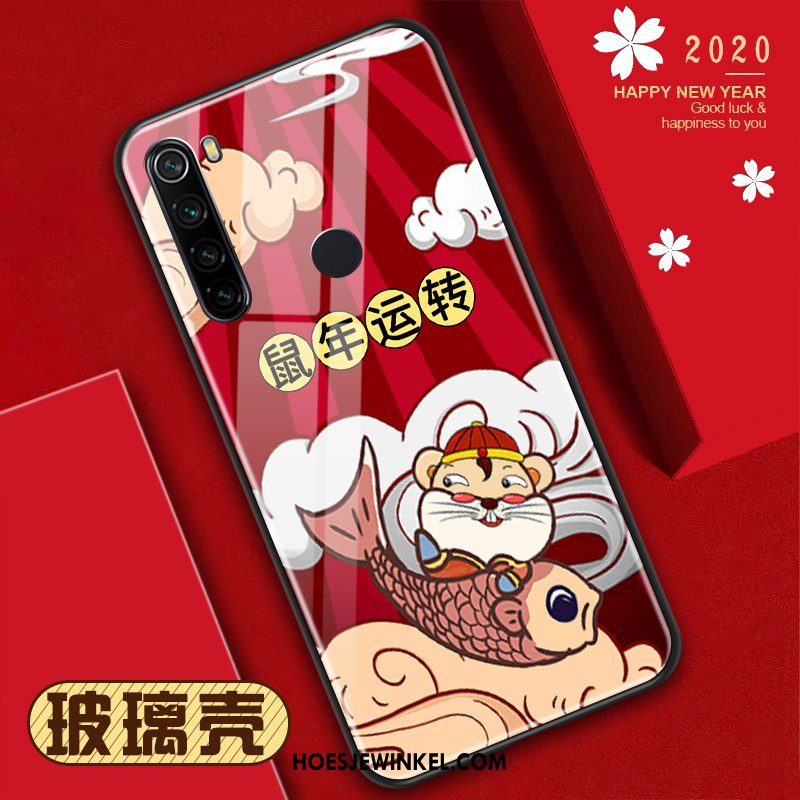 Iaomi Redmi Note 8t Hoesje Patroon Glas Rood, Iaomi Redmi Note 8t Hoesje Mini Rat Beige