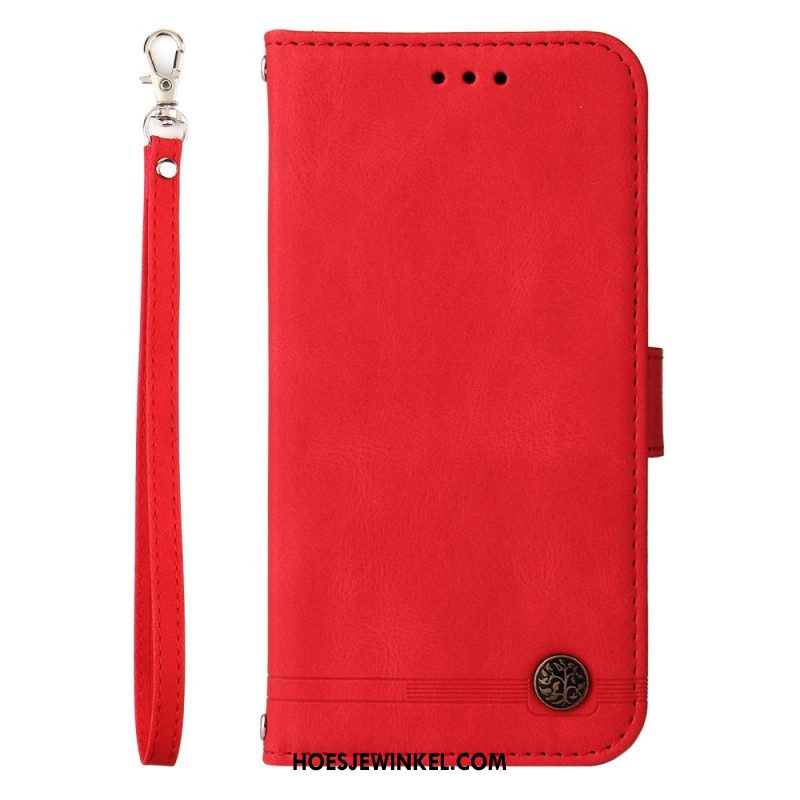 Leren Hoesje Huawei Nova 13 Vintage Klinknagel En Bandje Bescherming Hoesje