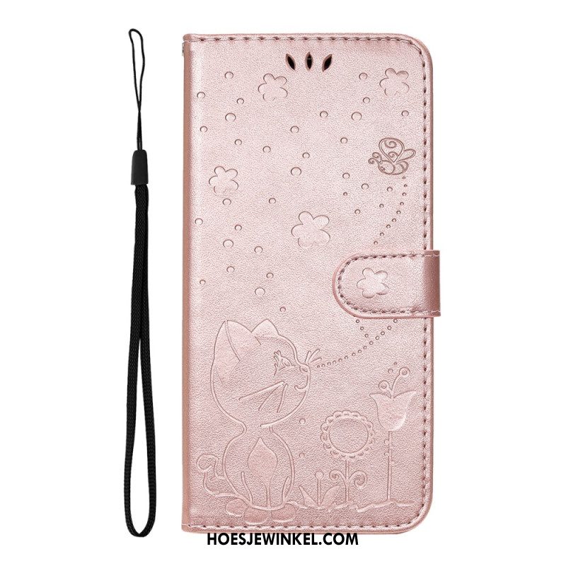 Leren Hoesje Huawei Pura 80 Pro Kat En Bij Bescherming Hoesje
