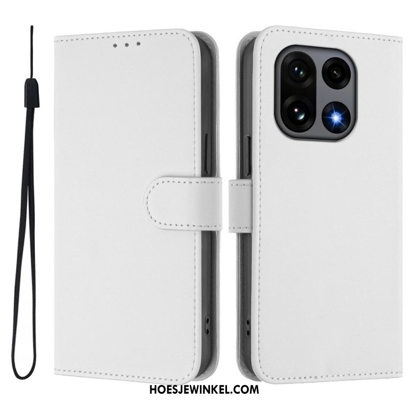 Leren Hoesje Oneplus 15 Effen Bescherming Hoesje