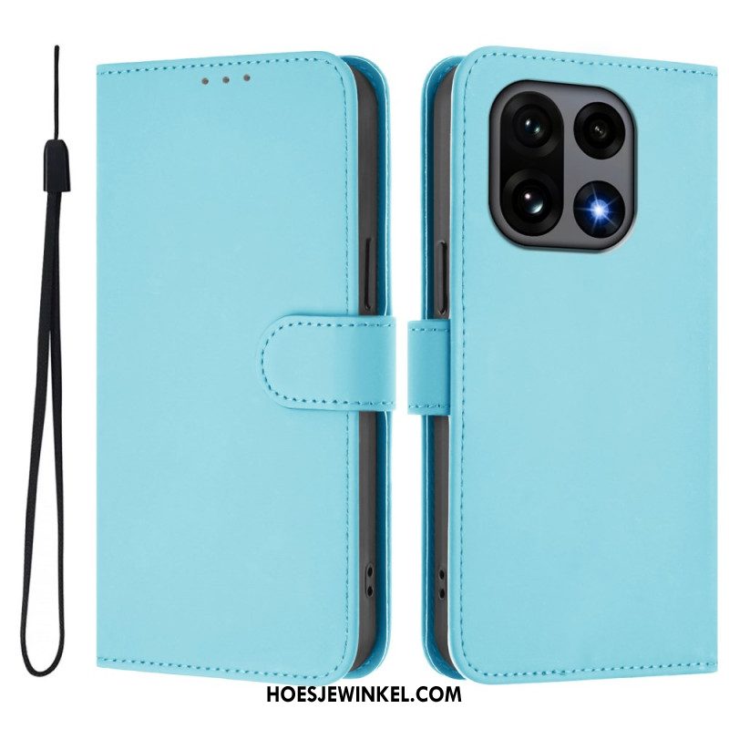 Leren Hoesje Oneplus 15 Effen Bescherming Hoesje