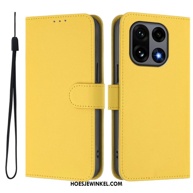 Leren Hoesje Oneplus 15 Effen Bescherming Hoesje