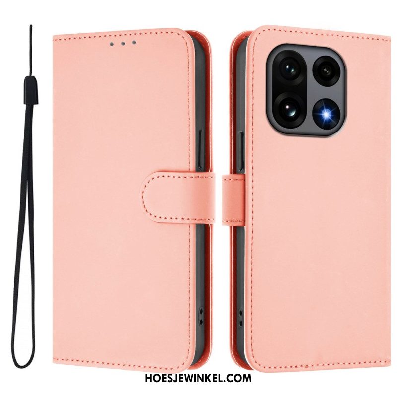 Leren Hoesje Oneplus 15 Effen Bescherming Hoesje