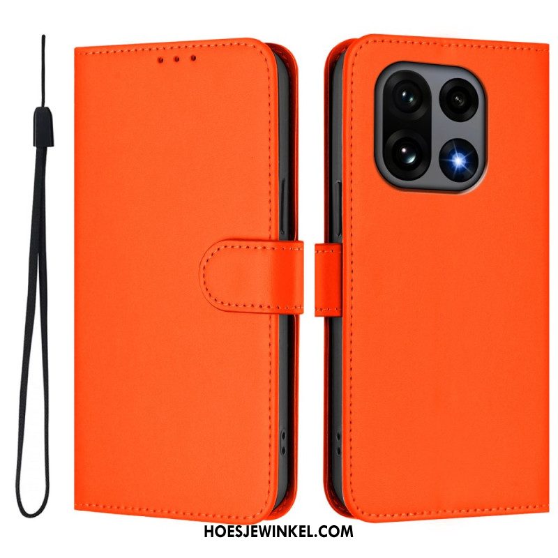 Leren Hoesje Oneplus 15 Effen Bescherming Hoesje