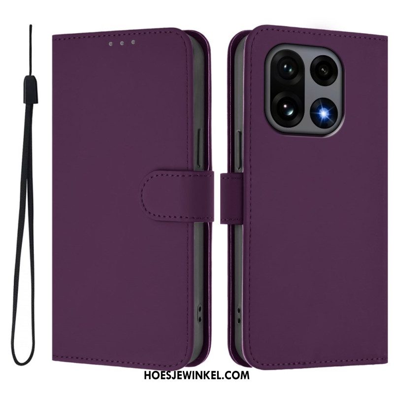 Leren Hoesje Oneplus 15 Effen Bescherming Hoesje