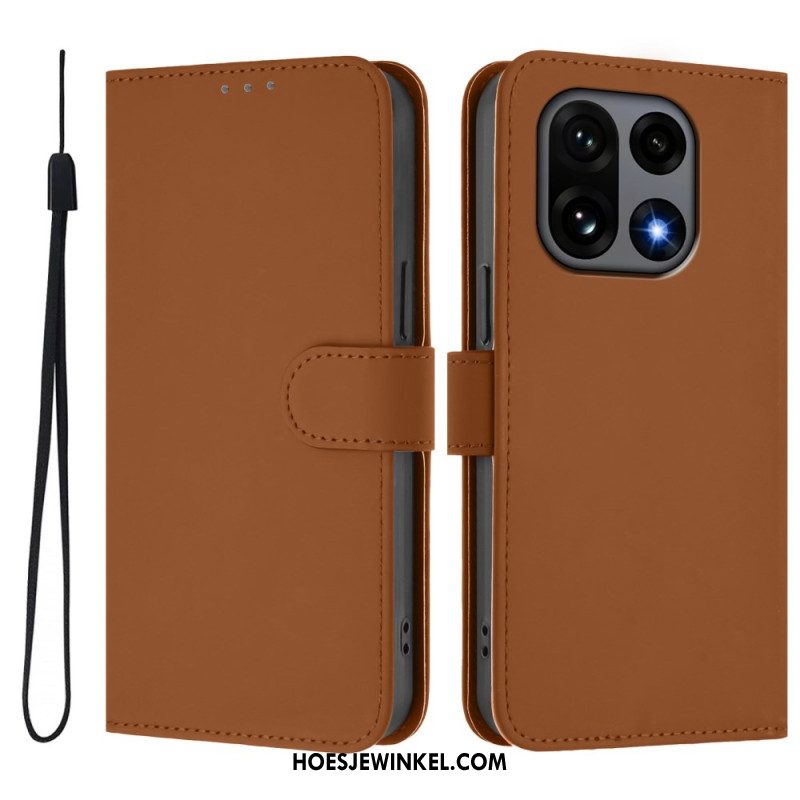 Leren Hoesje Oneplus 15 Effen Bescherming Hoesje