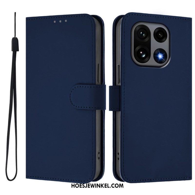 Leren Hoesje Oneplus 15 Effen Bescherming Hoesje