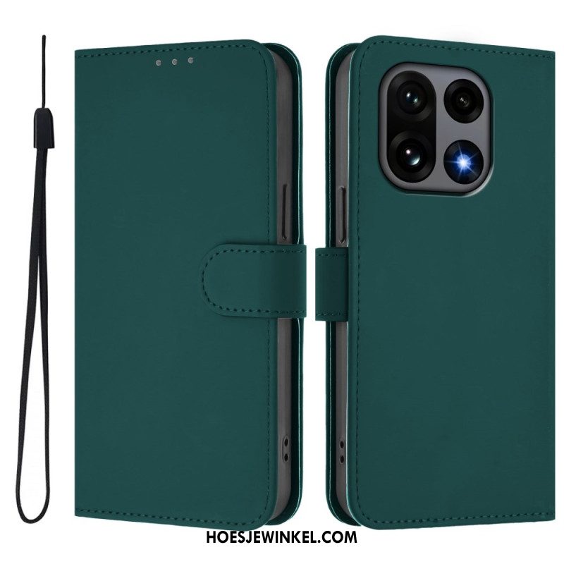 Leren Hoesje Oneplus 15 Effen Bescherming Hoesje