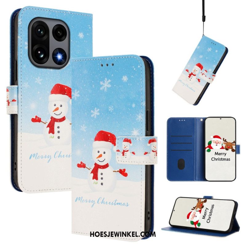 Leren Hoesje Oneplus 15 Kerstpatroon Bescherming Hoesje