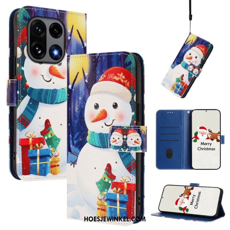 Leren Hoesje Oneplus 15 Kerstpatroon Bescherming Hoesje