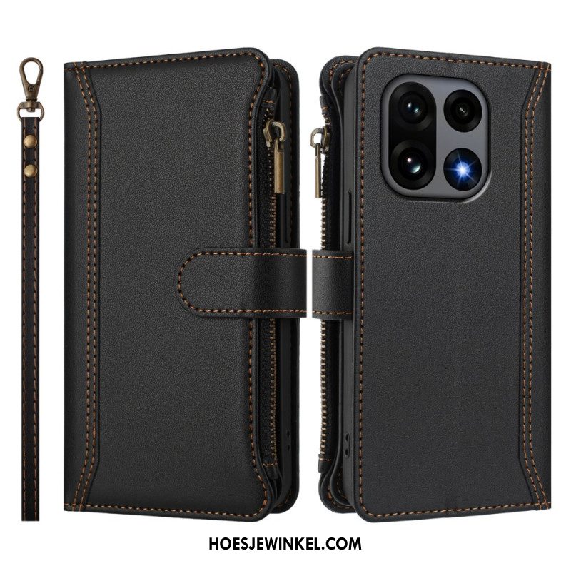 Leren Hoesje Oneplus 15 Portemonnee Met 9 Kaartsleuven En Riempje Bescherming Hoesje