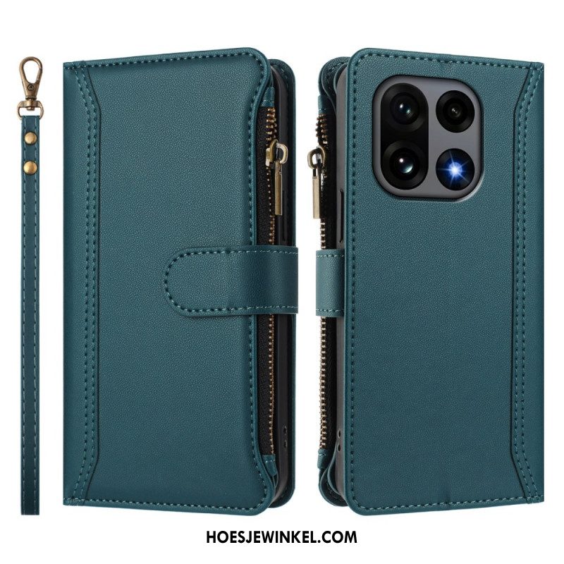 Leren Hoesje Oneplus 15 Portemonnee Met 9 Kaartsleuven En Riempje Bescherming Hoesje