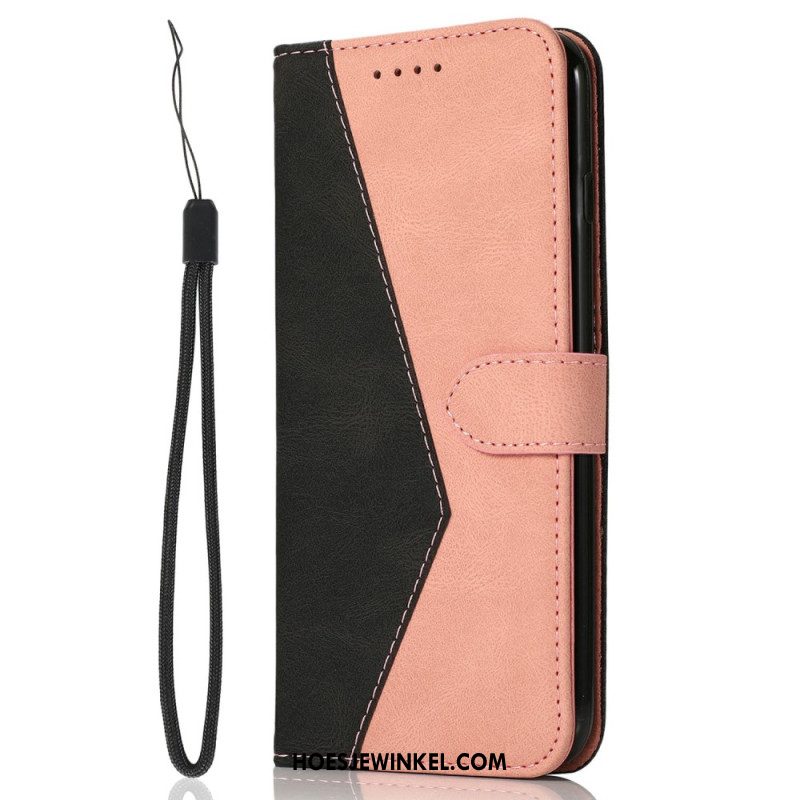 Leren Hoesje Oneplus 15 Tweekleurig Ontwerp Bescherming Hoesje