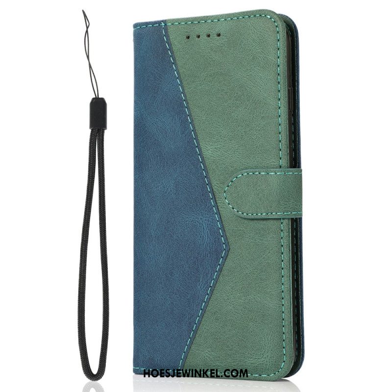 Leren Hoesje Oneplus 15 Tweekleurig Ontwerp Bescherming Hoesje