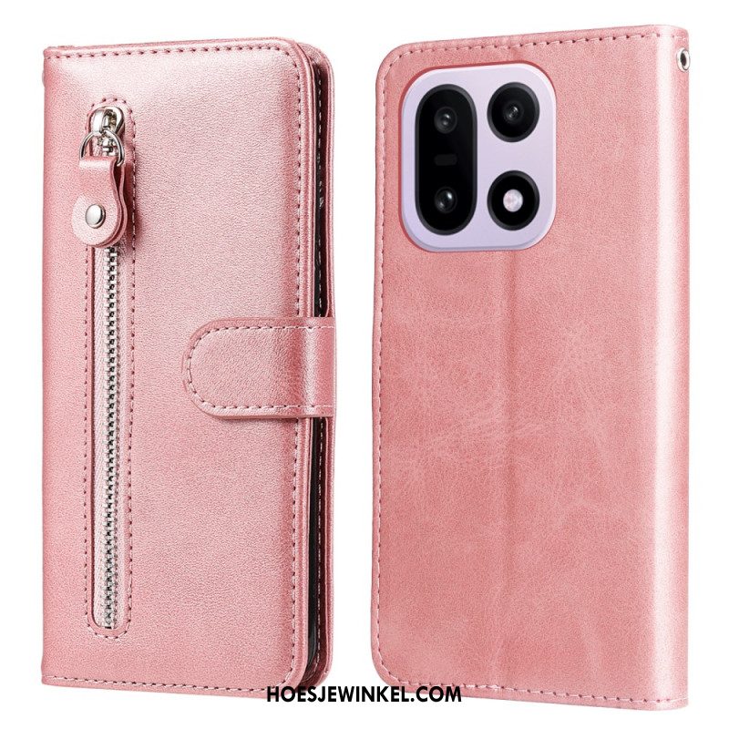 Leren Hoesje Oneplus 15 Zakje Met Rits Bescherming Hoesje