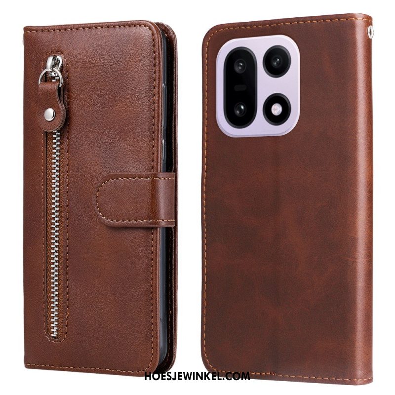 Leren Hoesje Oneplus 15 Zakje Met Rits Bescherming Hoesje