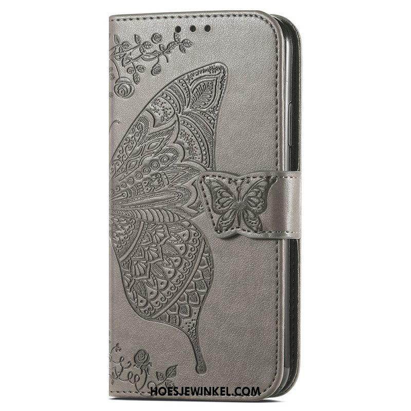 Leren Hoesje Oneplus Nord 4 Barokke Vlinder Bescherming Hoesje