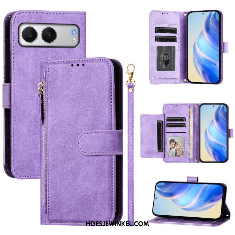 Leren Hoesje Oneplus Nord 4 Portemonnee Met Suède-effect