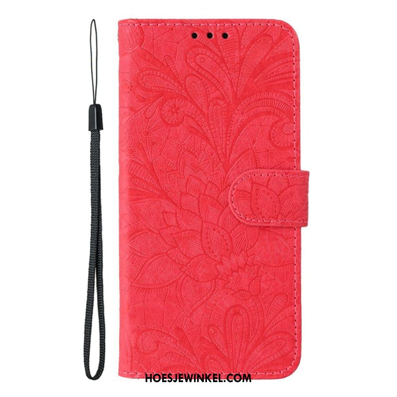Leren Hoesje Oneplus Nord 5 Bloemenkant Bescherming Hoesje
