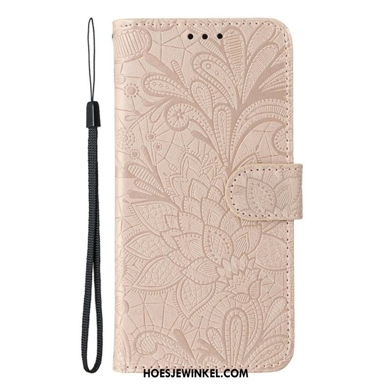 Leren Hoesje Oneplus Nord 5 Bloemenkant Bescherming Hoesje