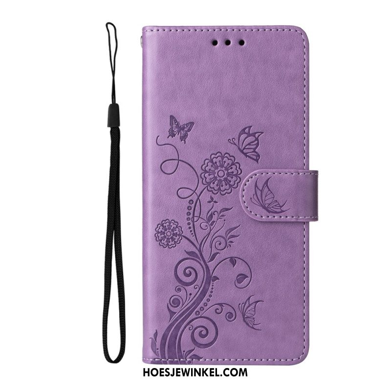 Leren Hoesje Oneplus Nord 5 Bloemenprint