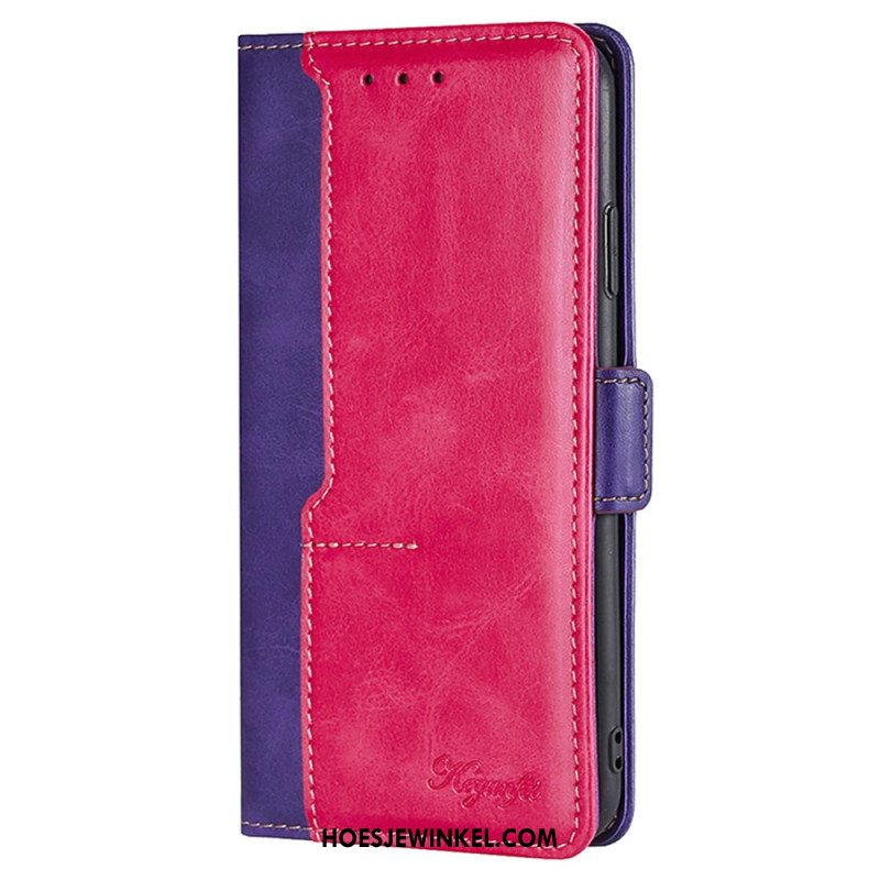 Leren Hoesje Oppo Reno 11f 5g Tweekleurig Ontwerp Bescherming Hoesje