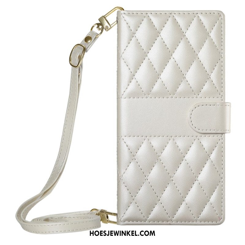 Leren Hoesje Oppo Reno 14 5g Gewatteerd Stijl Met Riem En Schouderriem Bescherming Hoesje