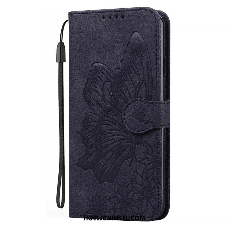Leren Hoesje Samsung Galaxy A15 5g Grote Vlinderprint Met Riempje Bescherming Hoesje