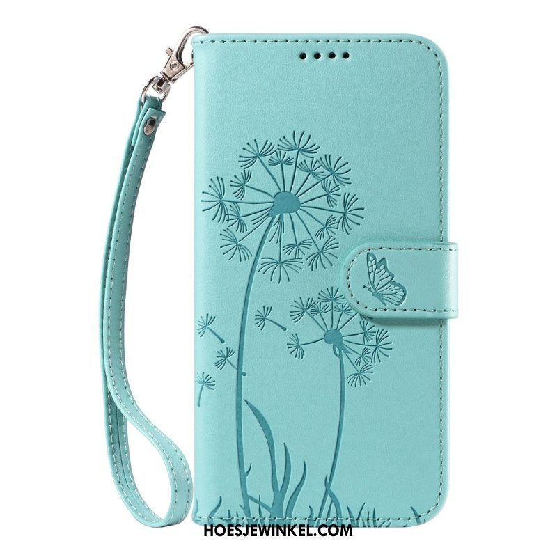 Leren Hoesje Samsung Galaxy A17 4g / 5g Paardenbloemen Met Koord