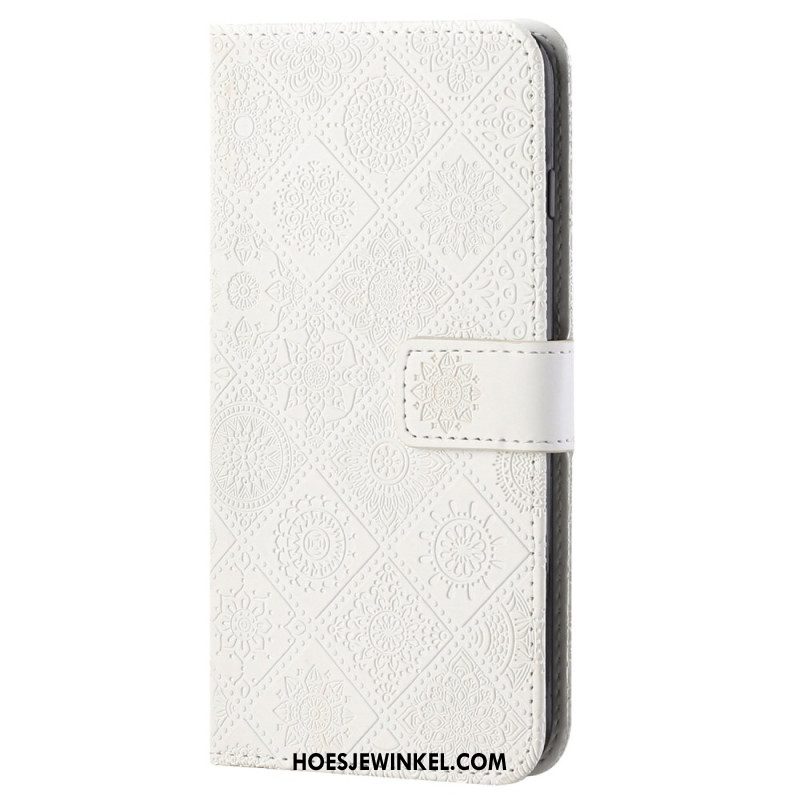 Leren Hoesje Samsung Galaxy A55 5g Patchwork Met Bandje Bescherming Hoesje