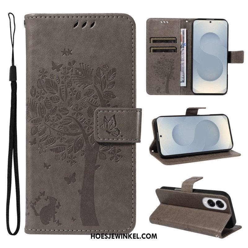 Leren Hoesje Samsung Galaxy S25 5g Edge Boom En Kat Bescherming Hoesje