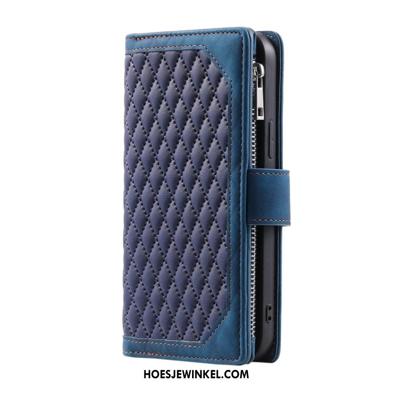 Leren Hoesje Samsung Galaxy S25 5g Edge Gewatteerde Portemonnee Bescherming Hoesje