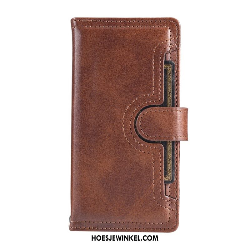 Leren Hoesje Samsung Galaxy S25 5g Edge Magnetische Portemonnee En Sleutelkoord Bescherming Hoesje