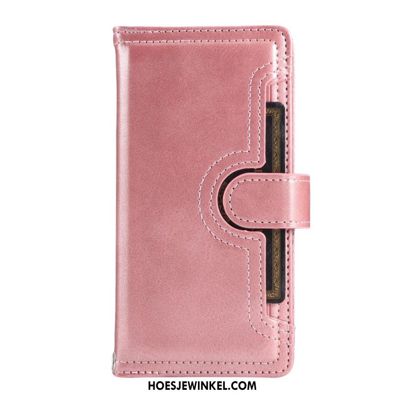 Leren Hoesje Samsung Galaxy S25 5g Edge Magnetische Portemonnee En Sleutelkoord Bescherming Hoesje