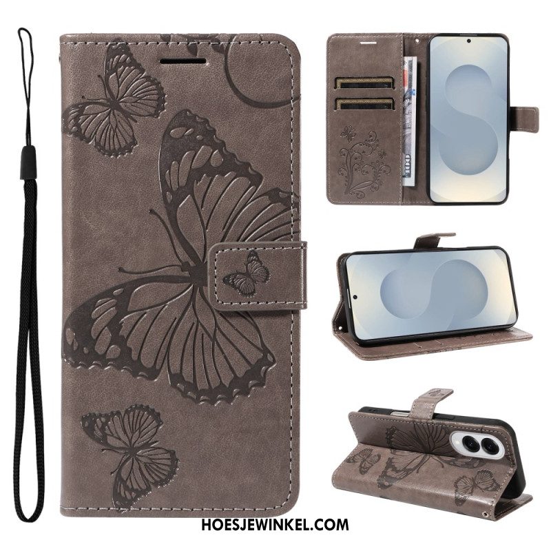 Leren Hoesje Samsung Galaxy S25 5g Edge Patroon Met Gigantische Vlinders