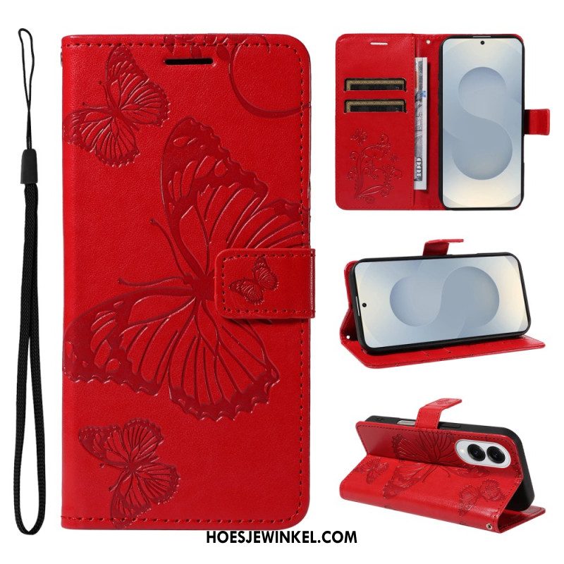 Leren Hoesje Samsung Galaxy S25 5g Edge Patroon Met Gigantische Vlinders