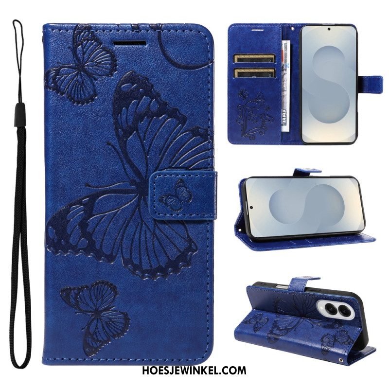 Leren Hoesje Samsung Galaxy S25 5g Edge Patroon Met Gigantische Vlinders