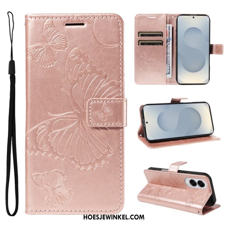 Leren Hoesje Samsung Galaxy S25 5g Edge Patroon Met Gigantische Vlinders