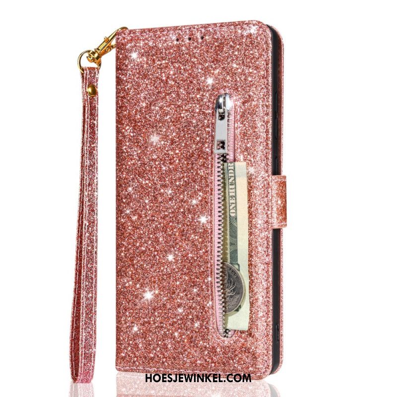 Leren Hoesje Samsung Galaxy S25 5g Edge Portemonnee Met Pailletten